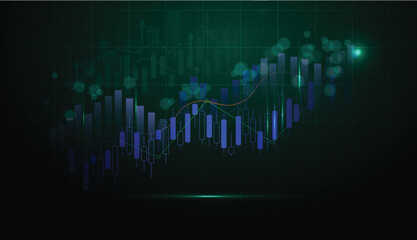 business trading graph and chart stock candle investment growth on financial technology background. technology market chart profit money in crease. vector illustration digital trading chart.