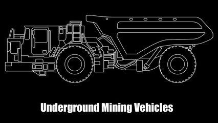 A truck specifically designed to transport materials such as ore and rocks in the cramped, harsh, and high-pressure environment of underground mines. Made in a silhouette version