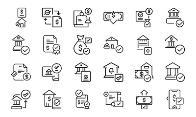 Bundle Minimal Icon Of Bank Loan Approval 
