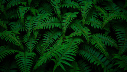 Fototapeta premium Lush Green Fern Leaves Textured Background 