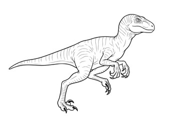 Fototapeta premium Dynamic Velociraptor dinosaur in action pose, expertly drawn for educational and creative projects
