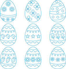 Easter Eggs Coloring Pages - Simple Line Art Decorated Eggs Collection for Kids Coloring Activities