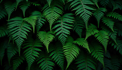 Lush Green Fern Leaves Textured Background 