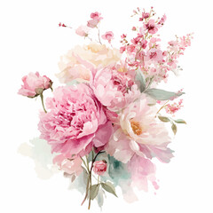 bouquet of pink roses generative AI