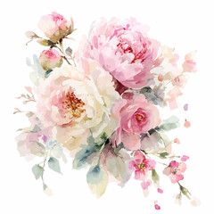 bouquet of pink roses generative AI