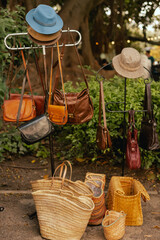 Flea market in Lisbon. Garage sale, reuse the clothes, second hand and eco consumer