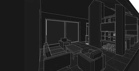 house interior sketch 3d illustration	
