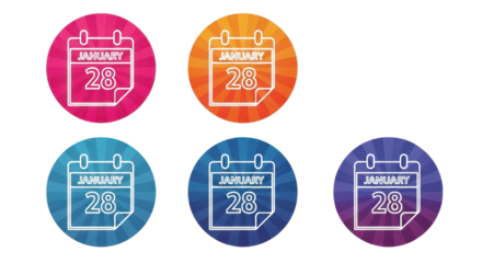 January 28th calendar icons for web design isolated PNG with Transparent Background