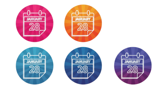 January 28th calendar icons for web design isolated PNG with Transparent Background