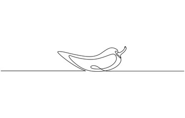 Continuous one single line drawing of hot chili pepper vector illustration. Editable outline
