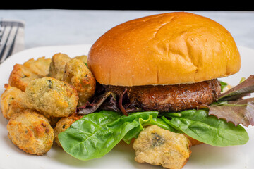portobello mushroom burger with broccoli tots