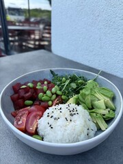 Fresh Tuna Poke Bowl with Avocado and Rice