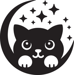Cute black cat vector illustration on a white background.