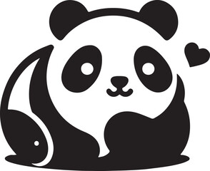 Cute baby panda vector illustration with a smiling face.
