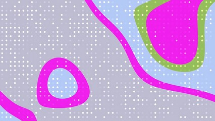 Obraz premium Desertcore Abstracts Liquid Blink Dot Abstract background with vibrant pink, green, and blue organic shapes over a dot matrix pattern design