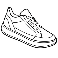 Minimalist Line Drawing of Sneakers on a White Background