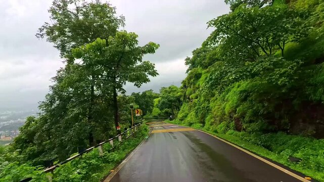 Road in the Mountain, Rainy Season. Monsoon. Background. Backdrop, Near Lonavala, Maharashtra State, India
