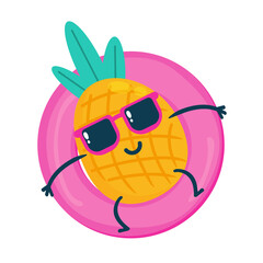 Pineapple character cartoon wearing sunglasses 
