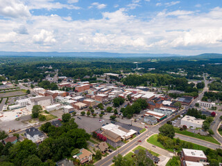 Day Time Drone Images of Downtown Mount Airy North Carolina. This Town Served As The Inspiration For Mayberry On The Andy Griffith Show: Travel, Tourism, Outdoors