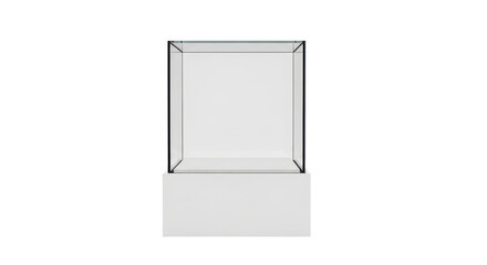 Empty glass display case on a pedestal for product presentation or exhibition isolated PNG with Transparent Background