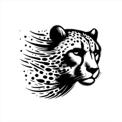 A cheetah head with flowing spots