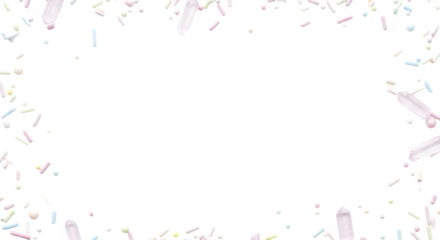 Scattered pastel colored sprinkles frame a black background    .ai generative, transparent background, white background. isolated on white background