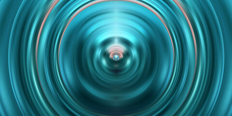 Futuristic metallic swirl with glowing concentric rings and a radiant center of light