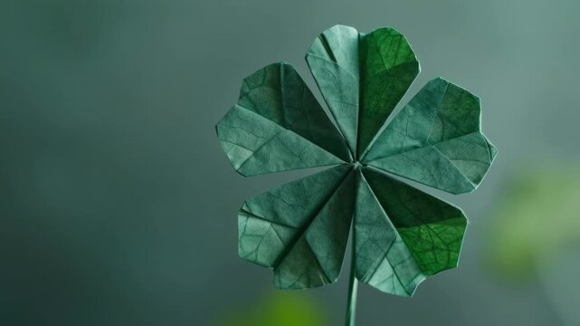 Handcrafted folded paper clovers. The symbol of good luck and prosperity.
