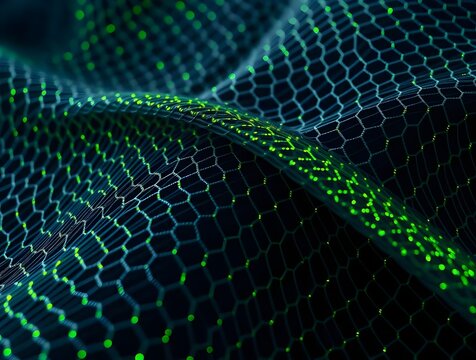 Abstract Green Hexagon Network Futuristic Technology Background