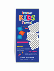 summer kids camp roll up banner flyer design template