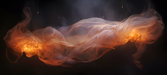 a light cocoon , coming out of the smoke fire , Generative AI