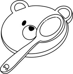 Line-art Little Bear's Plate&spoon - little bear's kitchenware collection