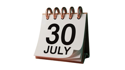 Mark your important dates with this classic desk calendar featuring July 30th prominently displayed