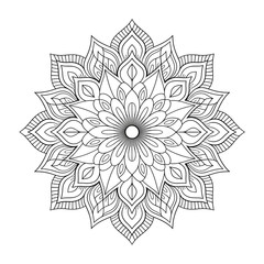 A black and white mandala illustration vector style coloring page 