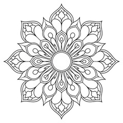A black and white mandala illustration vector style coloring page 