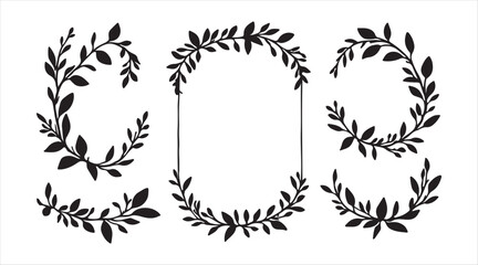 Fototapeta premium Floral dividers designed by hand, featuring ornamental elements. Herbs and twigs add a nice touch