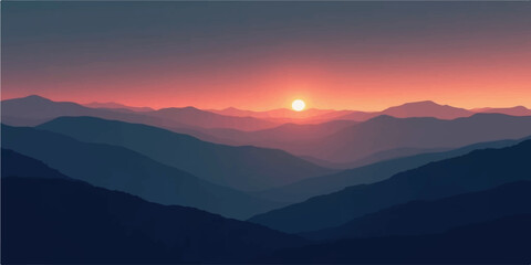 Dramatic mountain landscape at dawn and dusk with mist and cloud-kissed peaks