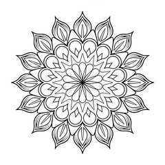 A black and white mandala illustration vector style coloring page 