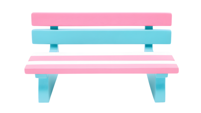 Colorful wooden bench design outdoor space furniture modern environment front view