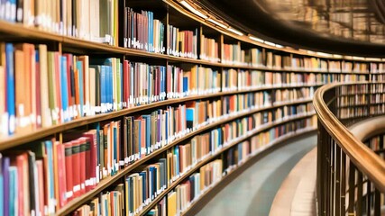 A captivating glimpse inside a grand library with endless shelves of knowledge and books