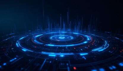 Obraz premium Futuristic Circular Interface with Blue Light Patterns