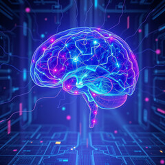 Creative digital brain, High-tech futuristic background