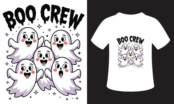 Cute boo crew halloween ghosts t shirt design