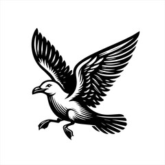 Obraz premium Stylized Black and White Seagull in Flight.