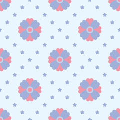 Beautiful colorful flower and leave seamless pattern.Abstract background surface texture background.Nature botanical nordic folk illustration.Vintage design for fabric,summer, spring,celebration,decor