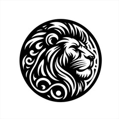 Stylized Black Lion Head Emblem.