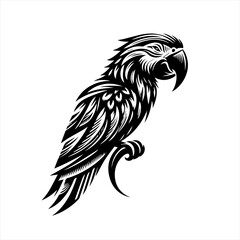 Fototapeta premium Stylized Black Parrot Tribal Tattoo Design.