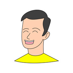 laughing face. laughing man portrait. avatar. flat character. vector illustration