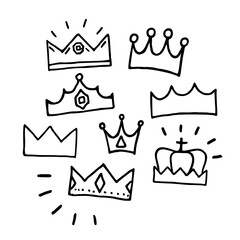 crown icon doodle crowns royal king queen vector illustration