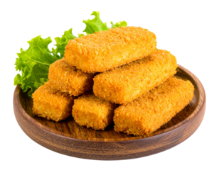 Crispy Risoles Served on a Rustic Wooden Plate, Isolated PNG.